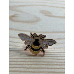 Bee-Shaped Enamel Lapel Pin With Gold-Tone Backing And Secure Clasp